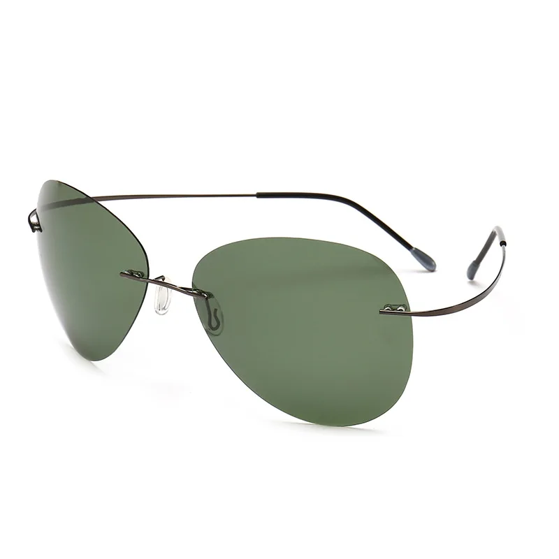 Fashion male Rimless Aviation Titanium POLARIZED Sunglasses Ultralight Driving women Brand Design Sun Glasses Oculos De Sol | Аксессуары