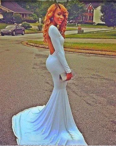 Новинка 2017 года одежда с длинным рукавом Prom dress Mermaid спинки Длинные Формальные