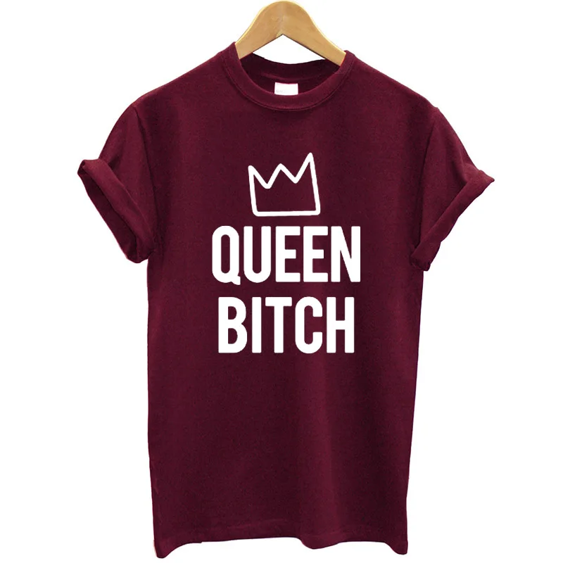 Женская футболка с буквенным принтом Queen Bitch забавные летние топы короткими