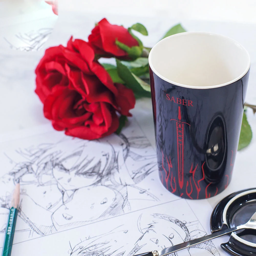 Аниме игра Fate/stay night Saber Alter чашка для воды кружка фарфоровая ложка + крышка чашки