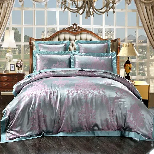 bedding set 9 4/6 шт египетского хлопка шелк тутового Роскошные Постельное белье King size Ультра-мягкие Простыня Кровать подшивок п - Цвет: bedding set 9