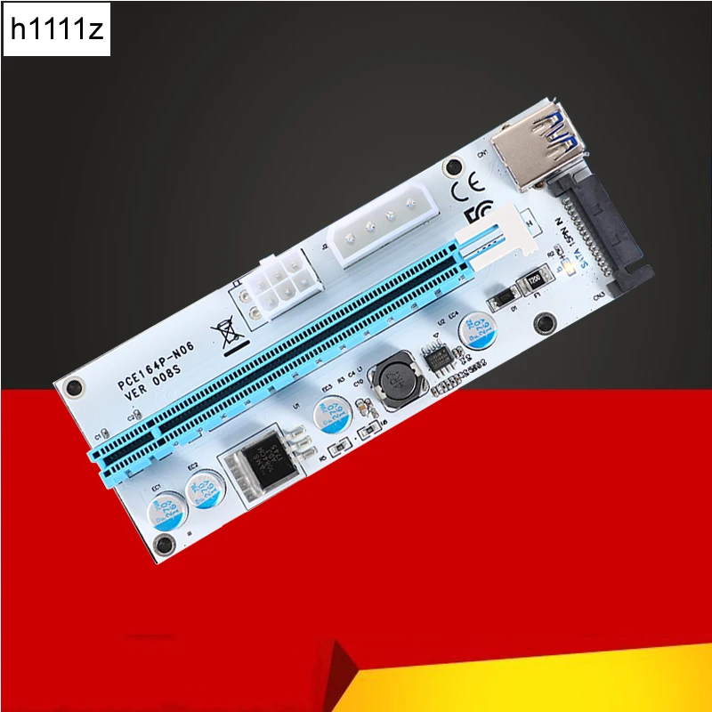 VER008S 3 в 1 Molex 4Pin SATA 6PIN PCIE PCI E Экспресс Райзер карта 008s 1x до 16x USB 0 для майнинга