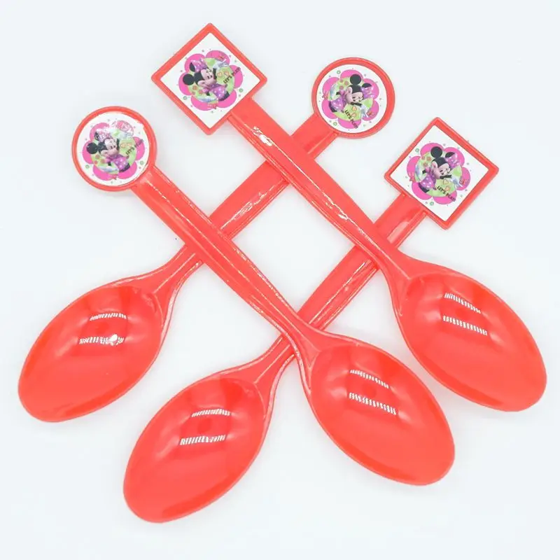 1 PCS С Днем Рождения вечерние Минни Мышь Baby Shower скатерть тема мультфильма для детей сувениры Tablecover светящееся украшение 108*180 см - Цвет: Spoon 10pcs