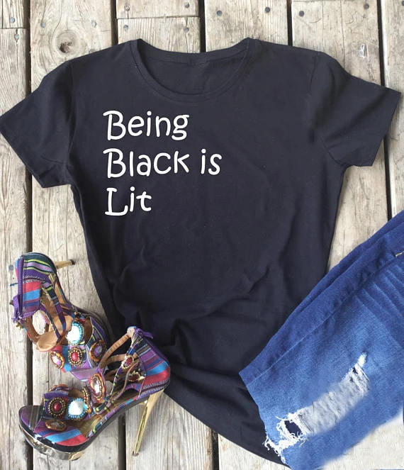 

Aesthetic Casual Short Sleeve Tee Being Black Is Lit Graphic T-Shirt Cotton Crewneck Black Lives Matter Shirt Activist Top S-3XL
