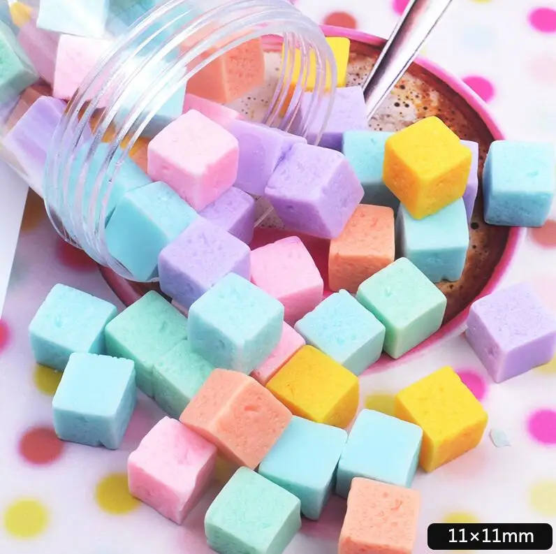 10PCS Mixed Color 10 шт. имитация квадрата конфеты полимерная слизи игрушка-подвеска для детей Flatback Lizun Лепка глина DIY аксессуары Детский пластилин - Цвет: 10PCS Mixed Color