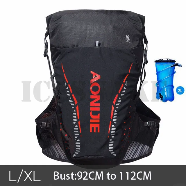 LXL Black Red Set 1 AONIJIE 18L рюкзак для занятий спортом на открытом воздухе, сумка для бега, жилет для гидратации, сумка для марафона, велоспорта, пешего туризма, бега для 2L водяного пузыря - Цвет: LXL Black Red Set 1