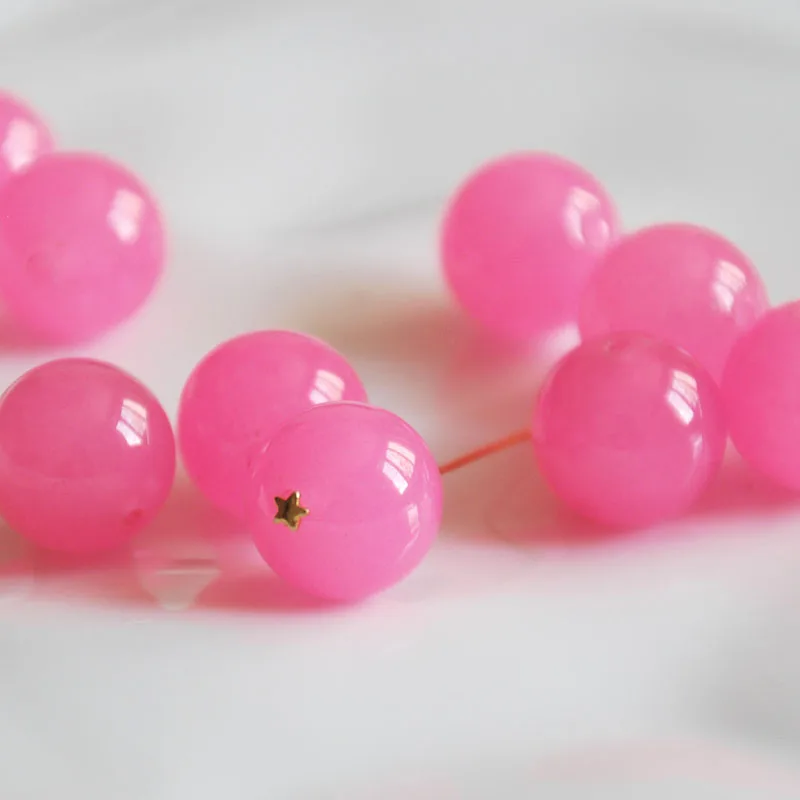 Оптовая продажа 15 &quot38 см натуральный ярко розовый халцедон 4-10 мм Круглый