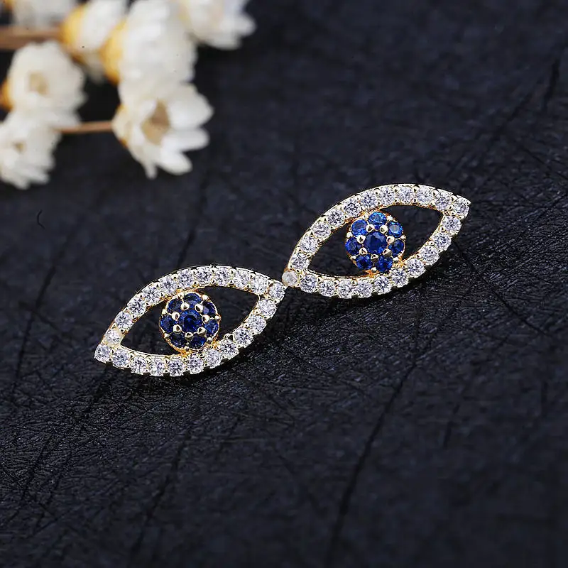 MIGGA Высокое качество Голубой фианит серьги от сглаза золото/серебро Цвет кубического циркония шпильки женские украшения, серьги