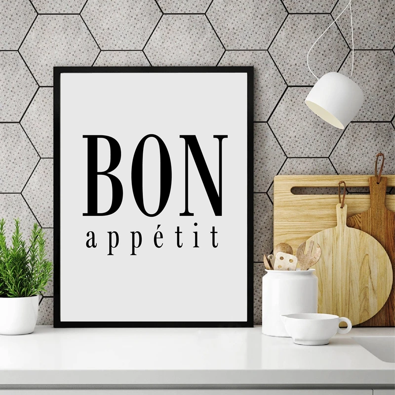 Французский художественный декор для кухни Oh креп печать плаката Bon Appetit