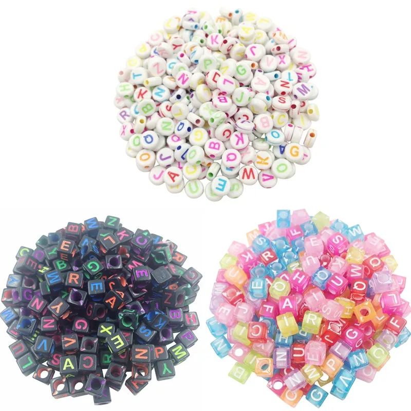 Распродажа 100 шт. акриловые бусины круглой формы с буквами на английском языке