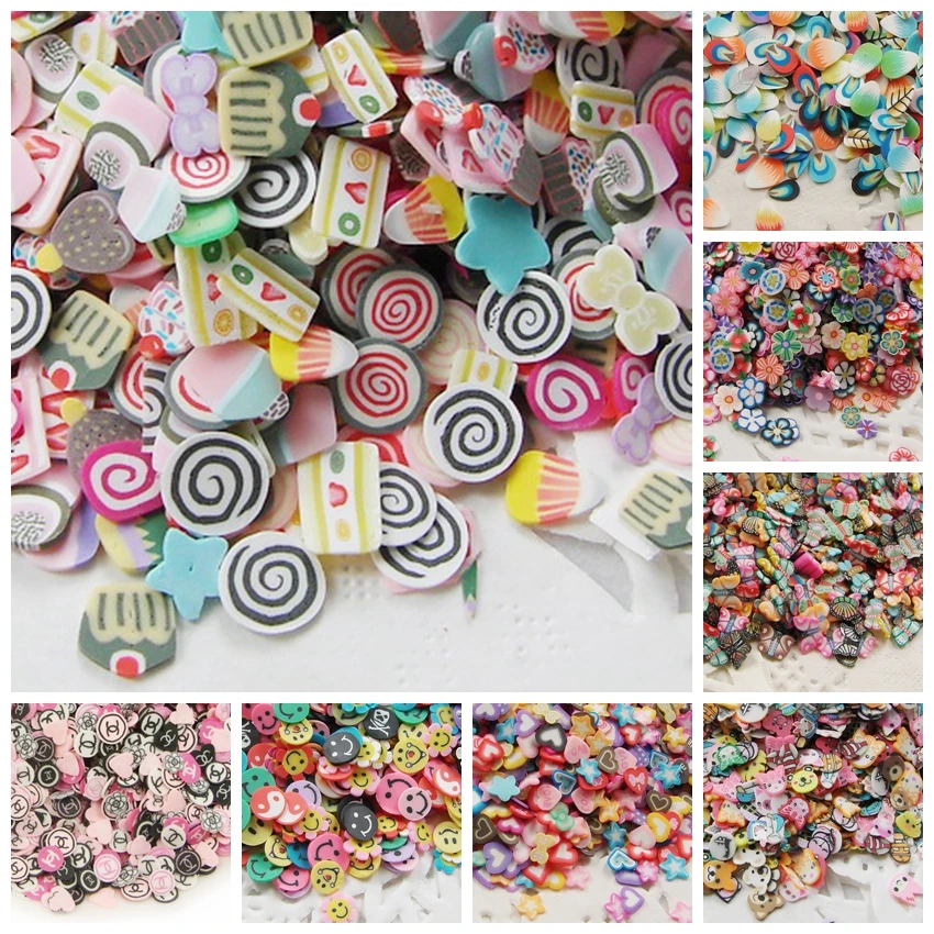 

Hot Sale 1000PCS 5mm Nail Art 3d Mulity Style Mix Color Polymer Clay Resin Mold Filling DIY Beauty Nail Stickers Decorations