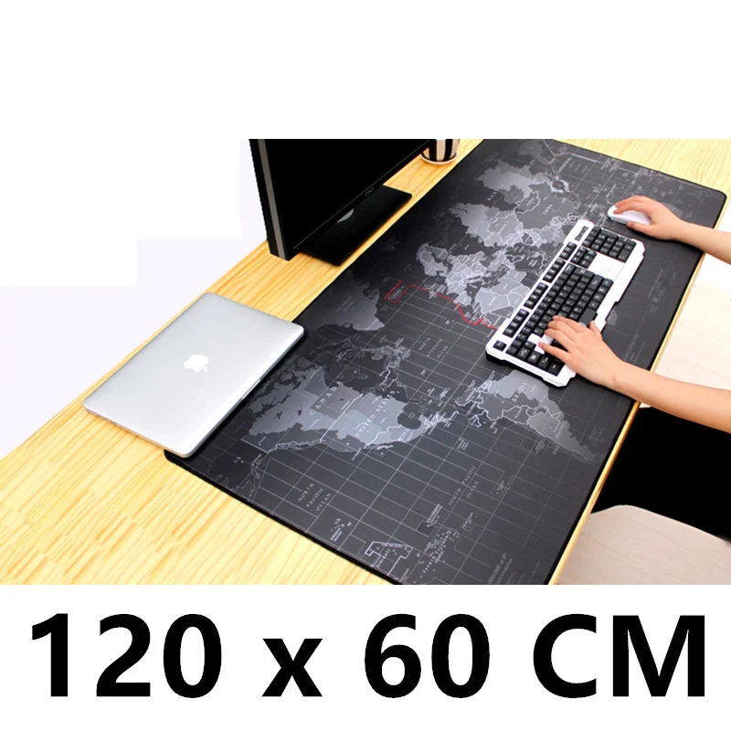 120x60 см XXL большой коврик для мыши с картой мира геймер Коврик клавиатуры офисный