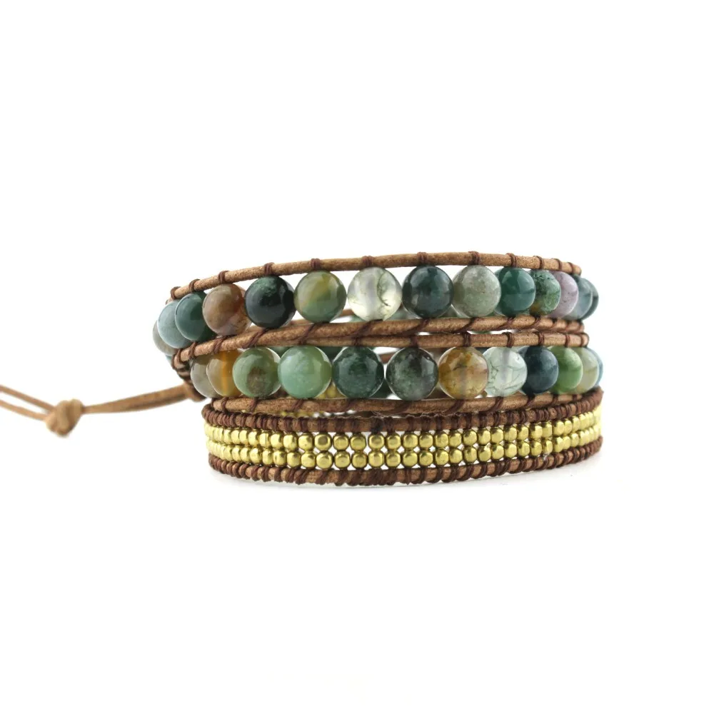 Эксклюзивный дизайнерский браслет индийский из бисера с 3 Проводами богемный