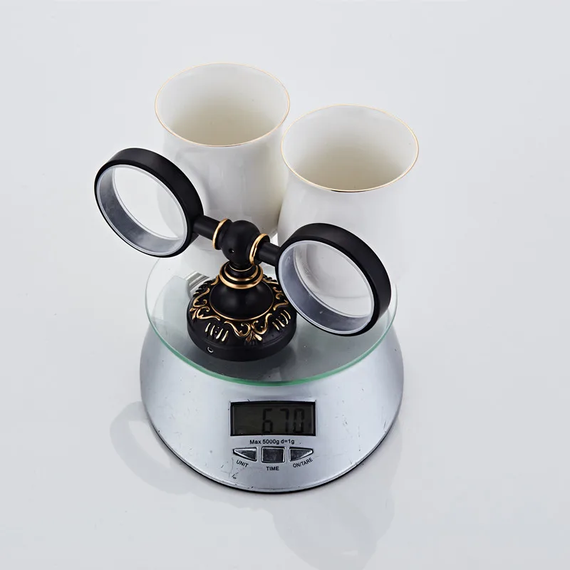 Черный держатель для двойных чашек алюминиевый ванной комнаты аксессуары