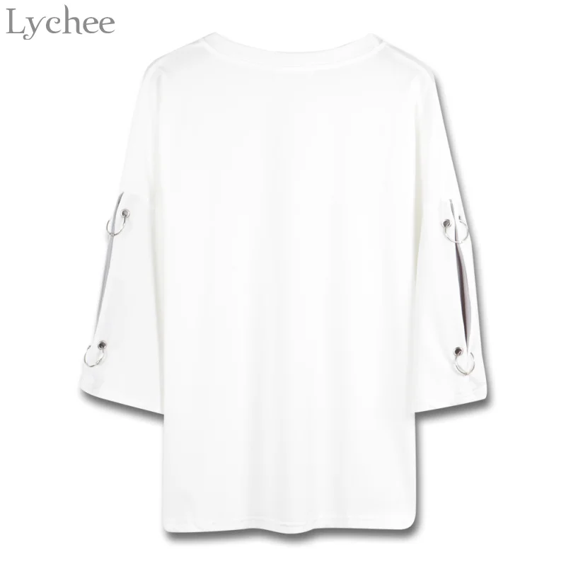 Летняя женская футболка Lychee в стиле Харадзюку Повседневная Свободная с коротким