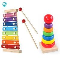 baby toy music instrument toy wooden frame style xylophone children kids musical funny toys rainbow tower educational toys gifts