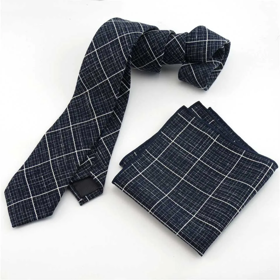 Necktie Handkerchief 6 см клетчатый хлопковый галстук набор мужской s шейный платок галстук-бабочка носовой платок Узкие галстуки для мужчин Свадебная вечеринка костюм рубашка платье Gravata Slim - Цвет: Necktie Handkerchief
