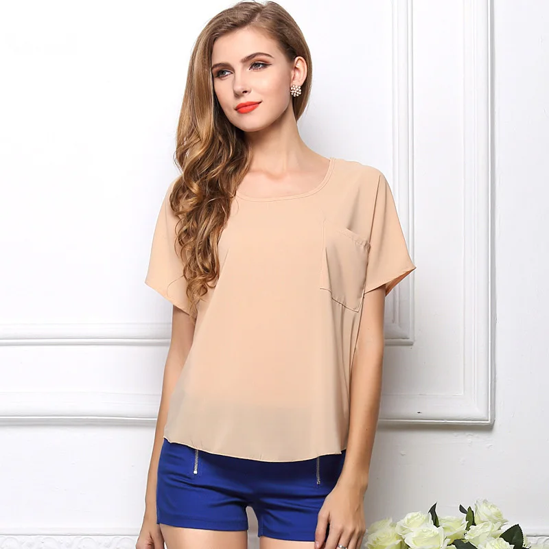 Европейский женщины в без тары рукава форме крыла летучей мыши шифон рубашка о