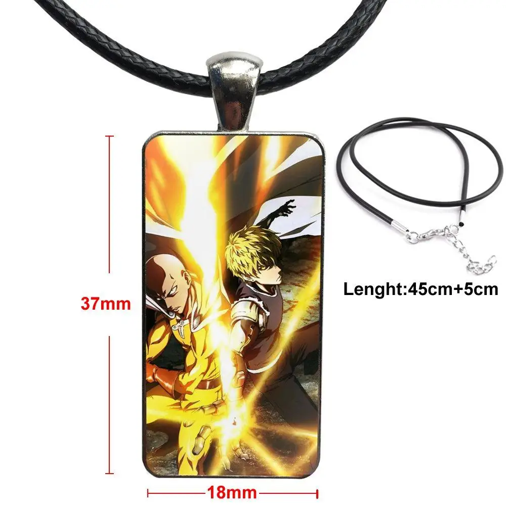 Японский аниме One Punch Man модный стеклянный кабошон кулон прямоугольное ожерелье