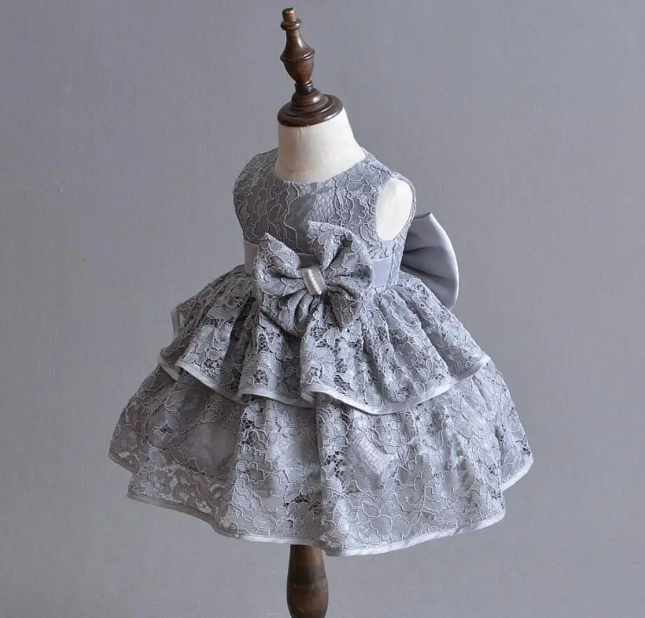 Комплект из 2 предметов серое праздничное платье принцессы для маленьких девочек