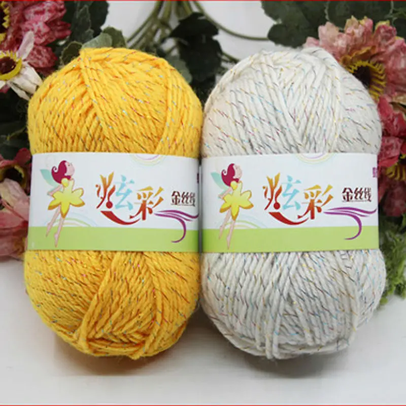 500 г/пакет акриловая цветная Золотая шелковая нить пряжа цветные акриловые