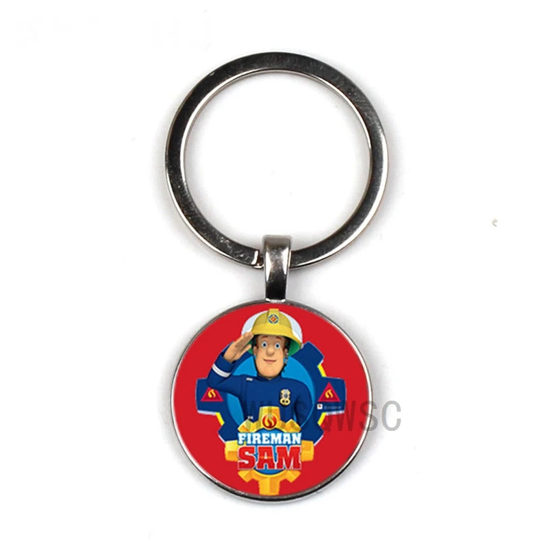 WUSQWSC Fireman Sam Pendant Ring Holder Men and Women Jewelry Glass Cabin Keychain Private Custom Picture |