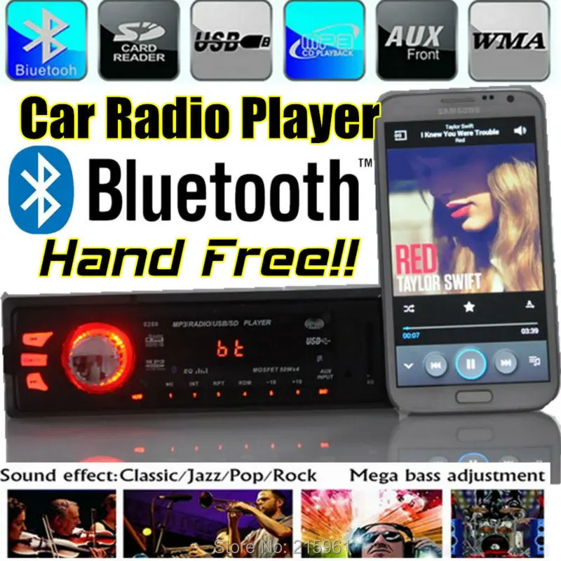 Автомобильный Радио стерео плеер Поддержка Bluetooth телефон AUX-IN MP3 FM/USB/1 Din/пульт дистанционного управления для 12 В/24 В автомагнитолы