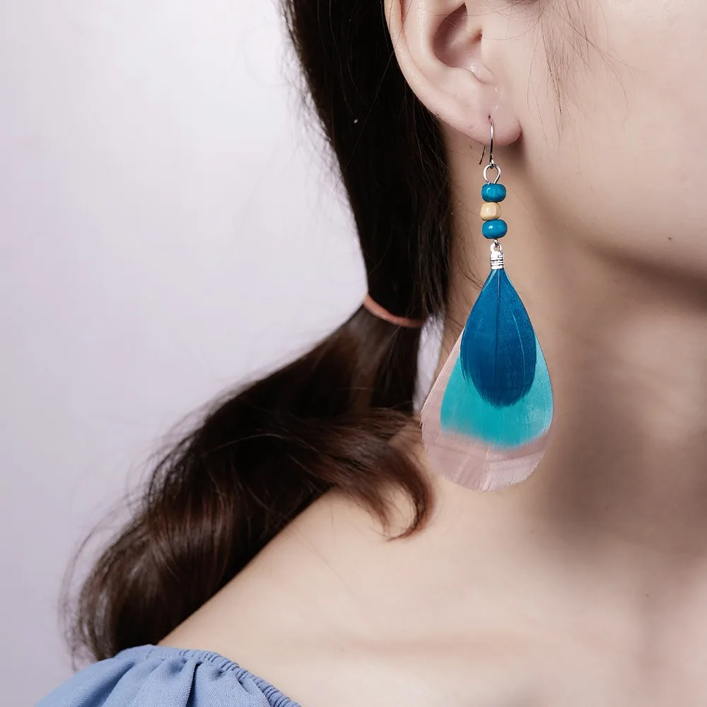 Rinhoo Bohemian Ethnic Long Statement Colorful Tassel Drop Earrings Boho Beads Fringe Earrings Women Fashion Dangle Earring