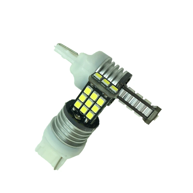 Фото Белый 12В 24В T20 7443 w21/5 Вт 2835 21SMD Светодиодная лампа для автомобильного стоп-сигнала заднего хода автомобильная лампа 2 шт №2