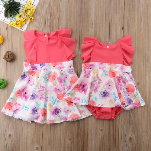 Детский комбинезон без рукавов Летний с цветочным принтом в стиле пэчворк для