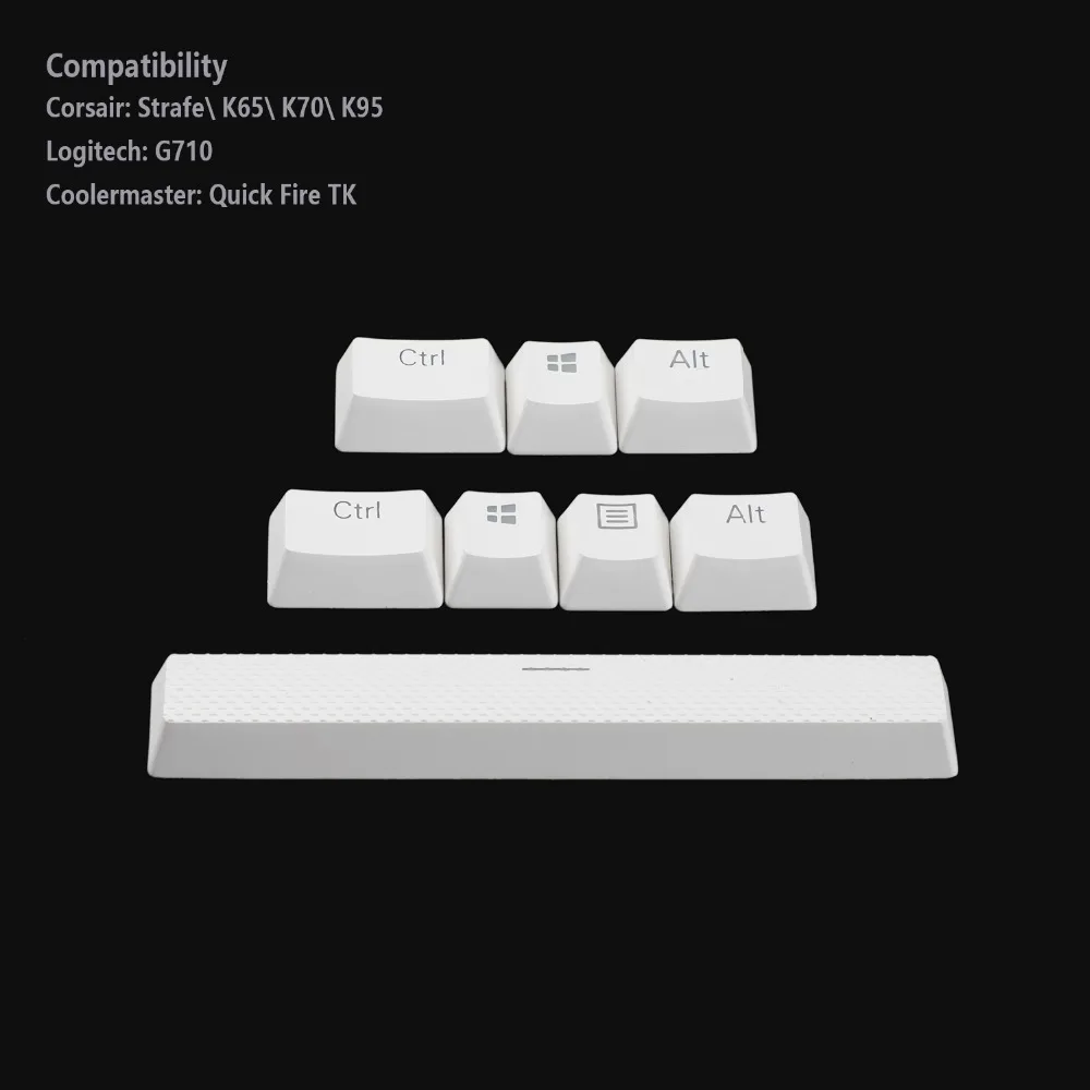 YMDK PBT Черный Белый 8 ключ Douhle Shot Shine через Keycap нижний ряд специальные ключи для Corsair logitech razer Coolermaster