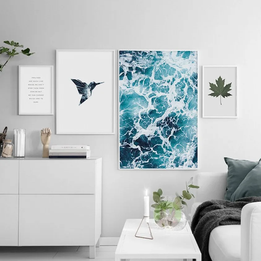 Скандинавский домашний Декор живопись море и птица холст Постер A4 настенные