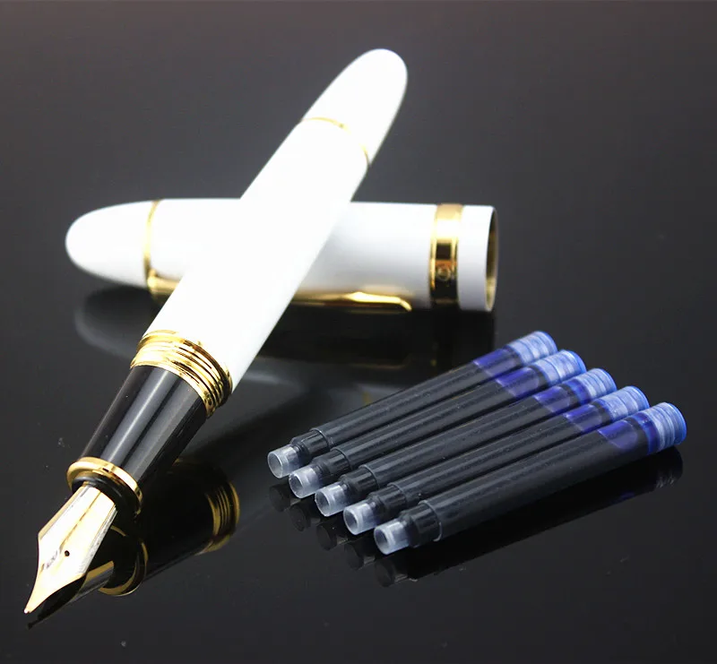 Ручка с логотипом jinhao 159 белая и золотая ручка зажимом для каллиграфии в деловом