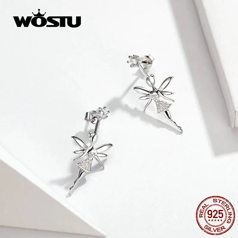 Женские серьги-капли WOSTU серьги из 100% настоящего серебра с фианитами новый дизайн