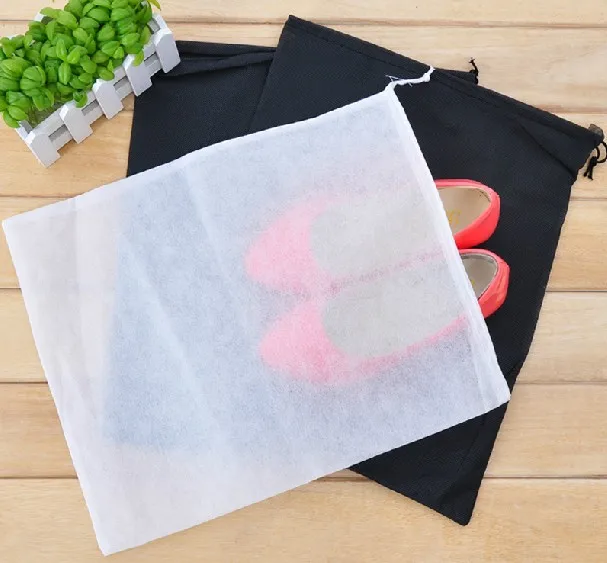

New arrive! Factory wholesale White non-woven draw string bag Flat pocket drawstring bag for sundries Dust bags for shoes D2