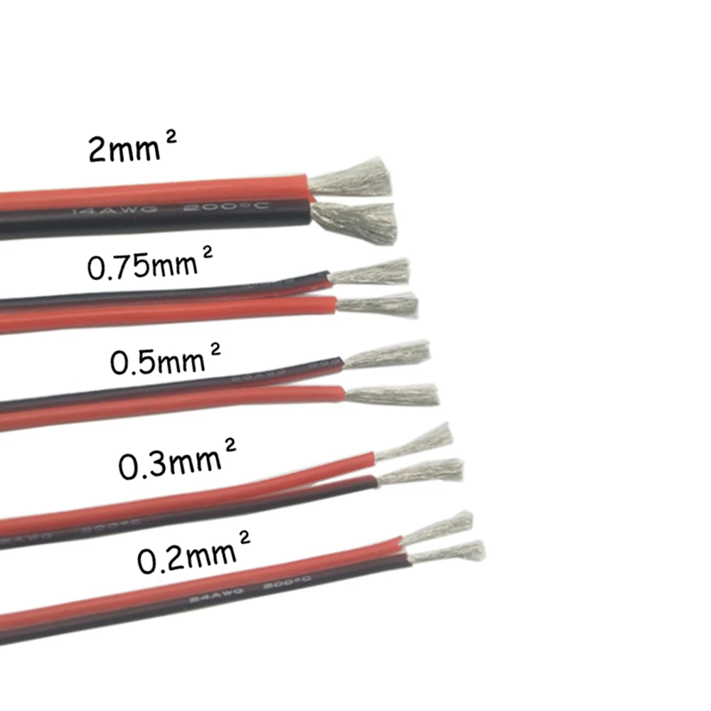 2pin 14awg Электрический провод с силиконовой оплеткой удлинитель шнур черный и