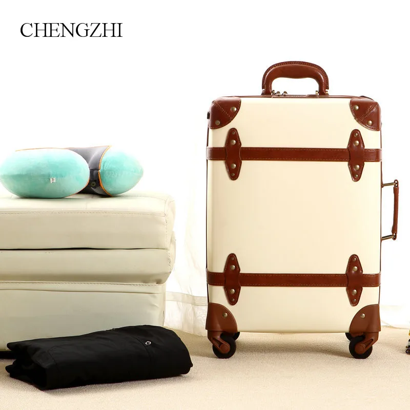 ЧЕНГЖИ Ретро Высокого Качества 20"24 Дюйма Женский Троллей Бортовой Чемодан на Колесах-Спиннер Водонепроницаемые Путешественники Сумки