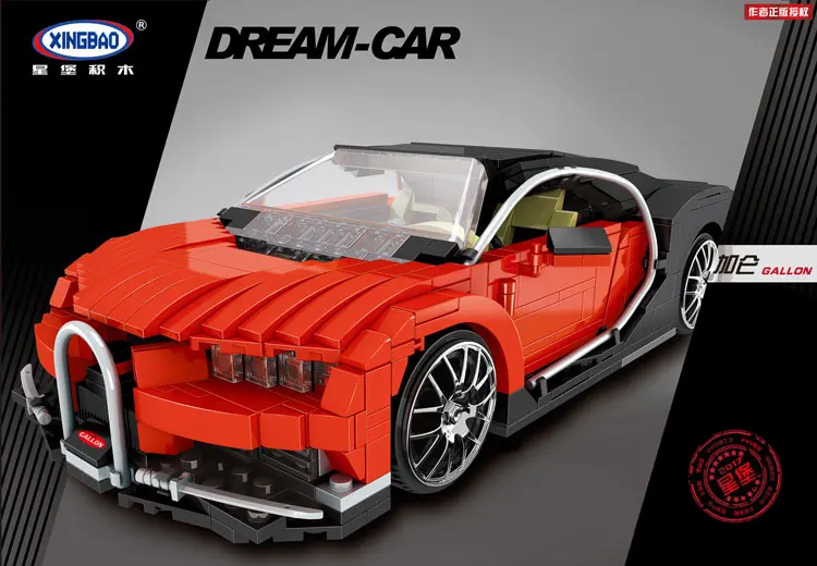 XingBao технические кирпичи Red Bugatti Veyron строительные блоки для автомобиля