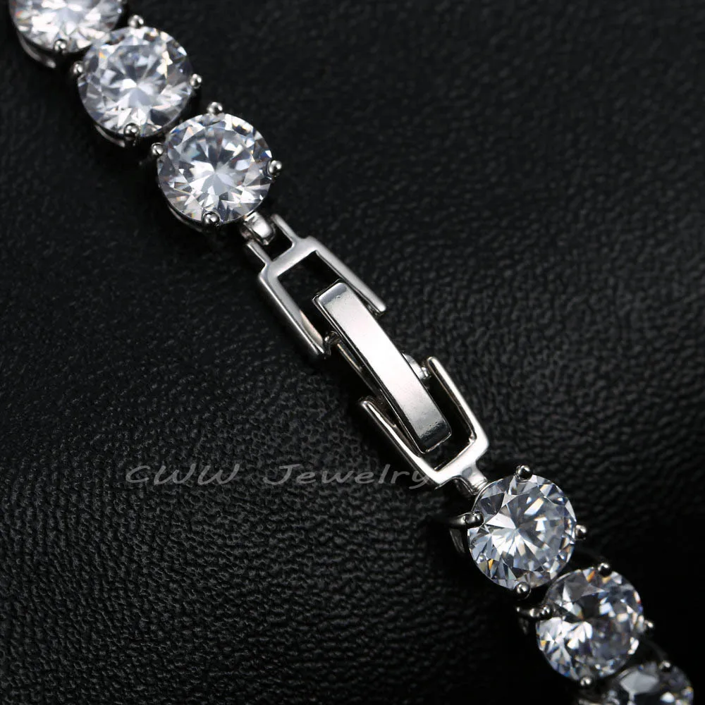 Женский Круглый Теннисный браслет с фианитом 2020 карат цвета белого золота|bracelet