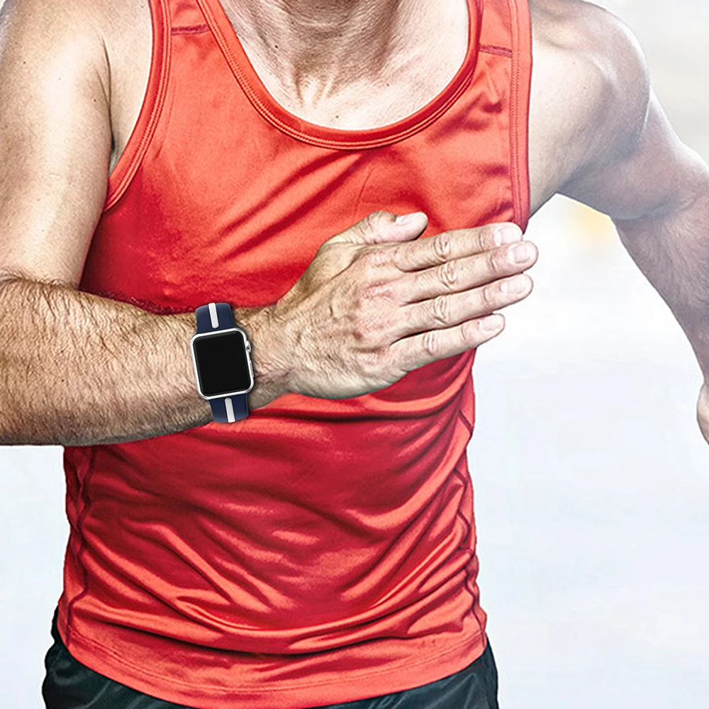 Ремешок силиконовый для Apple Watch Band 38 мм 42 спортивный браслет iWatch 4 44 40 watch 3 2