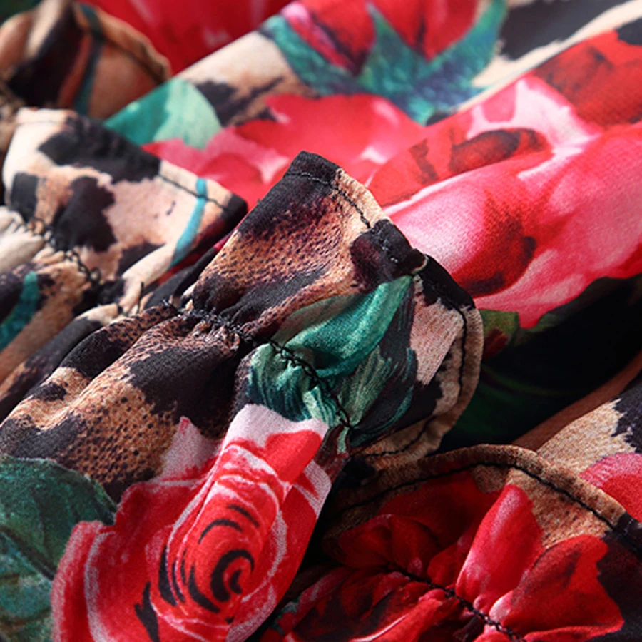 Женское платье с леопардовым принтом Платье макси длинным рукавом праздничное