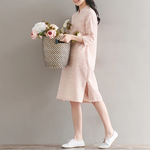 Harajuku Винтаж жидкость Foral платье Мори женские повседневные свободные cheongsam Модные