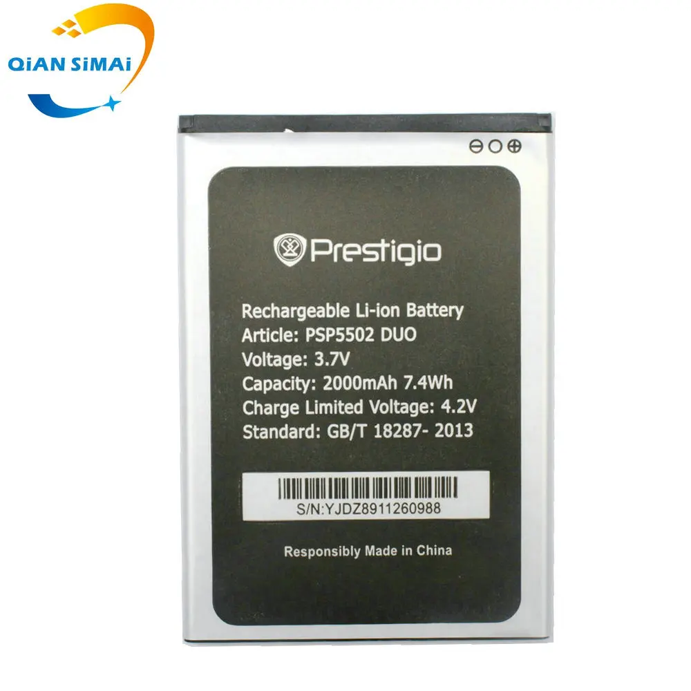 5 шт. Новый 2000 мАч PSP5502 DUO Аккумулятор для Prestigio PSP3507 5502 мобильный телефон + трек