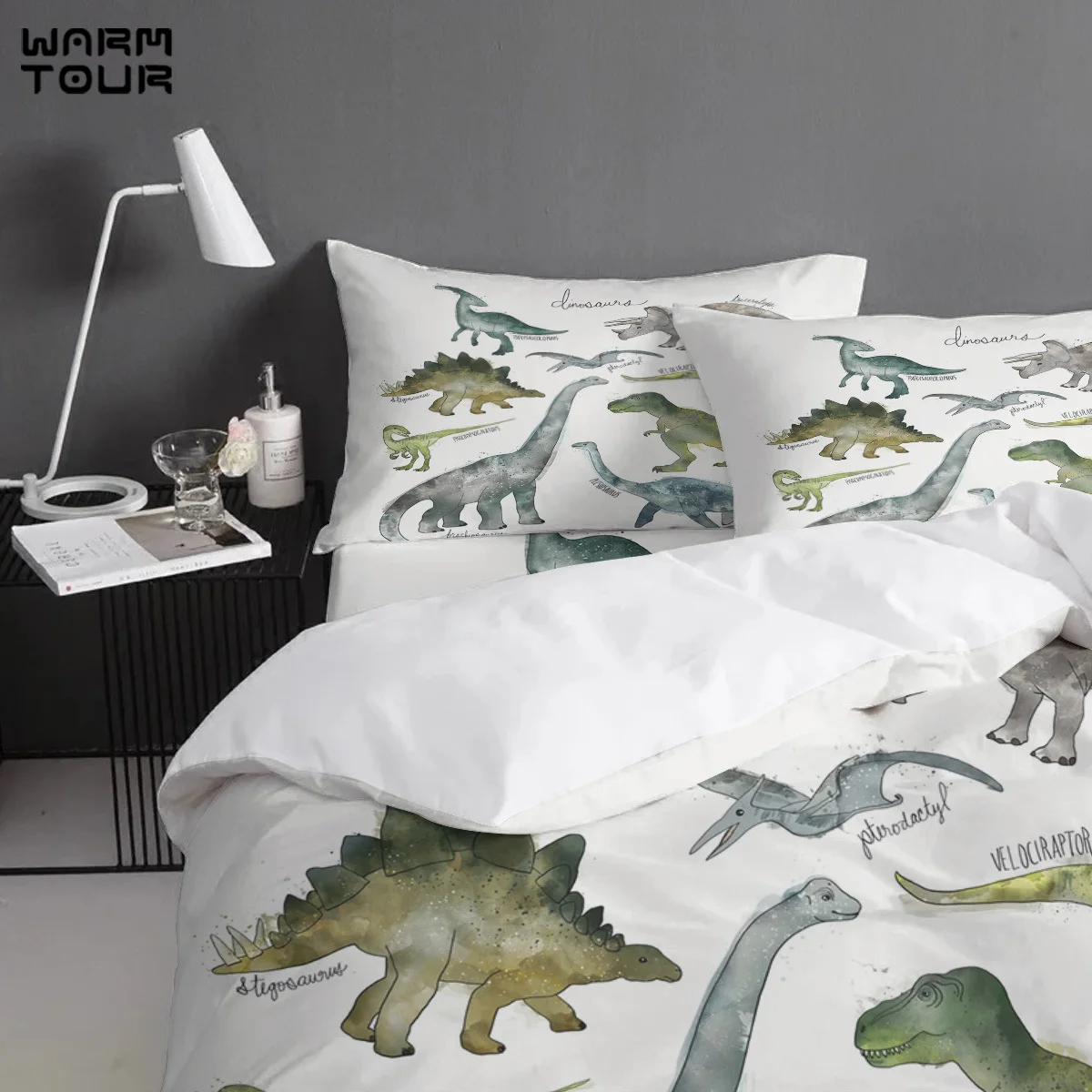 Пододеяльник WARMTOUR с динозаврами Комплект постельного белья из 4 предметов | Дом и