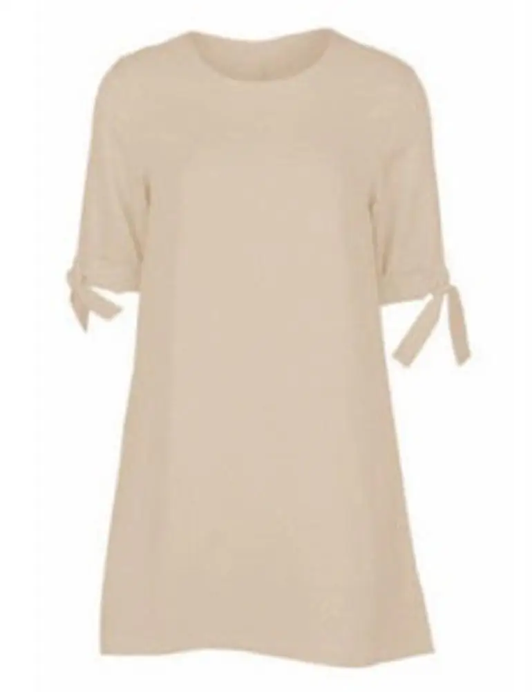 

MISSKY Lady Women Summer Dress Solid Color Half Sleeve O Neck Tied with a Banded Bowknot Round Neck Straight Valentines Gift
