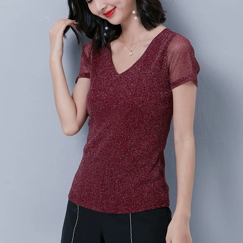 Новинка 2019 Женская Однотонная рубашка с коротким рукавом простые женские топы