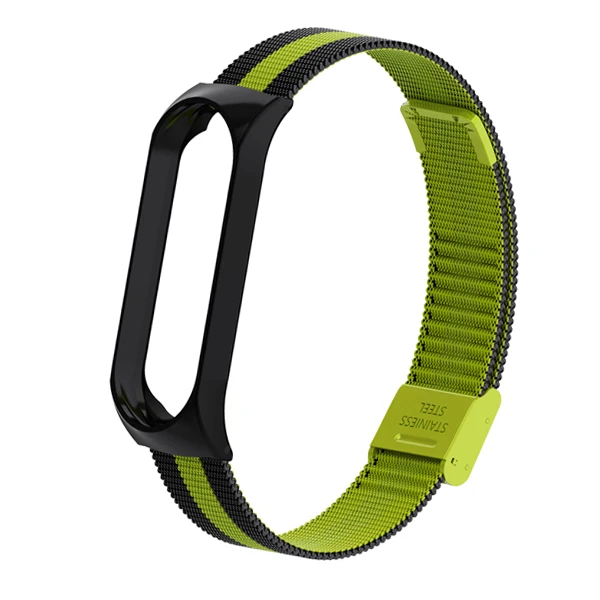 black and green Ремешок для Xiaomi mi Band 4 3 металлический ремешок из нержавеющей стали для mi Band 4 3 ремешок для mi band 4 3 браслеты Pulseira - Цвет: black and green