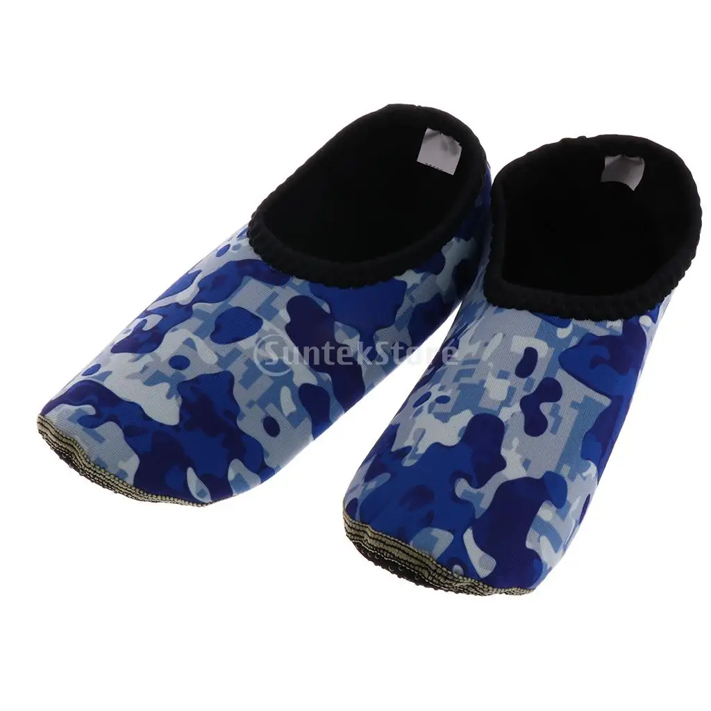 M Blue White Camo Мужская и Женская водонепроницаемая обувь премиум-класса, неопреновые носки для плавания, йоги, тренировок, бассейна, пляжа, танцев, плавания, без шнуровки, для серфинга - Цвет: M Blue White Camo