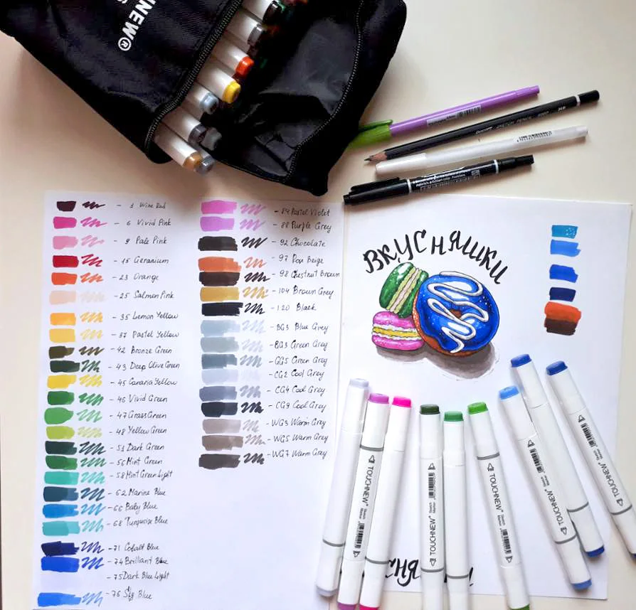 TOUCHNEW 30/40/60/80 цветов художественный двусторонний эскизный маркер на спиртовой