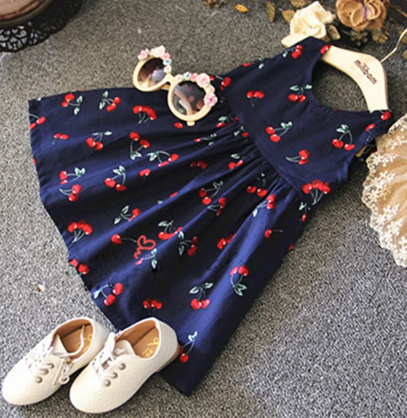 Девочка Летнее Платье Дети Подростки Рукавов Печати Шаблон Хлопка Платья Одежда